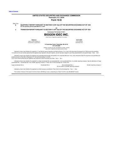 Vorschaubild Biogen 10-Q Quartalsbericht 2010 