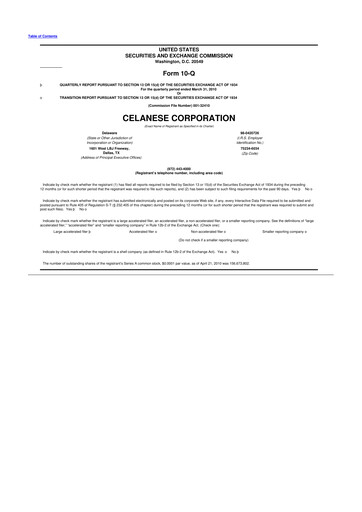 Thumbnail Celanese 10-Q Quarterly Report FY2010 