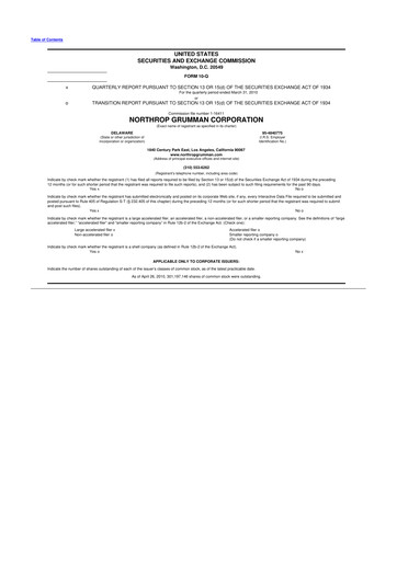 Thumbnail Northrop Grumman 10-Q Quarterly Report FY2010 