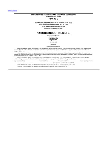 Miniature Nabors Industries
 10-Q Rapport trimestriel  