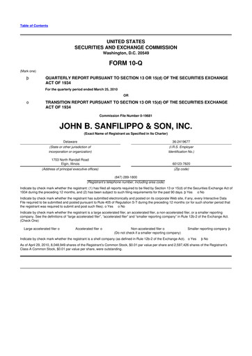 Thumbnail John B. Sanfilippo & Son 10-Q Quarterly Report FY 