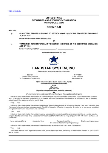 Thumbnail Landstar System
 10-Q Quarterly Report FY 