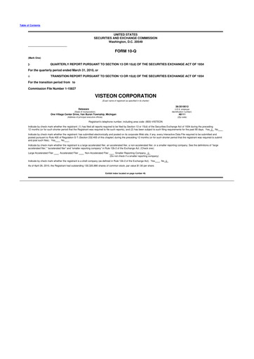Thumbnail Visteon 10-Q Quarterly Report FY 