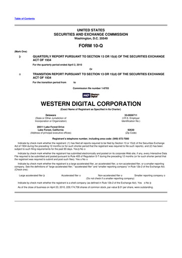 Thumbnail Western Digital 10-Q Quarterly Report FY2010 