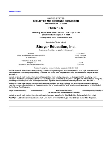 Thumbnail Strategic Education
 10-Q Quarterly Report FY 