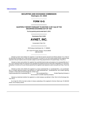 Thumbnail Avnet 10-Q Quarterly Report FY2010 