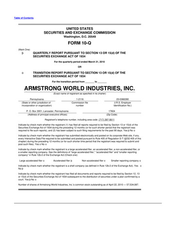 Vorschaubild Armstrong World Industries
 10-Q Quartalsbericht  