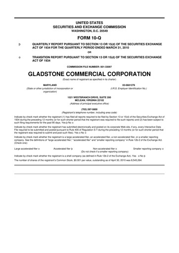 Thumbnail Gladstone Commercial 10-Q Quarterly Report FY 