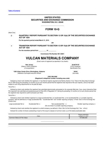 Thumbnail Vulcan Materials 10-Q Quarterly Report FY2010 