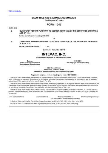 Thumbnail Intevac
 10-Q Quarterly Report FY 