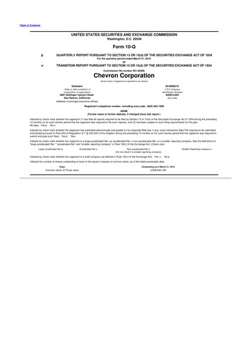 Thumbnail Chevron 10-Q Quarterly Report FY2010 