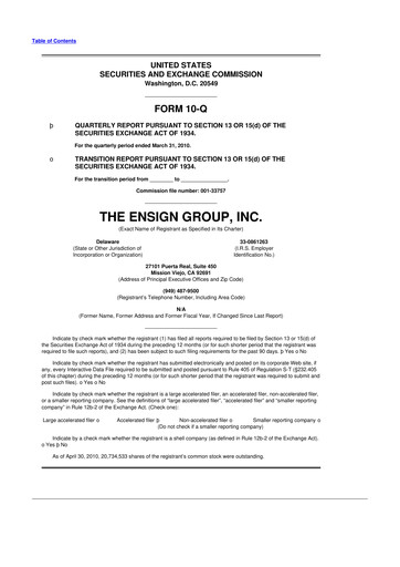 Thumbnail The Ensign Group 10-Q Quarterly Report FY 