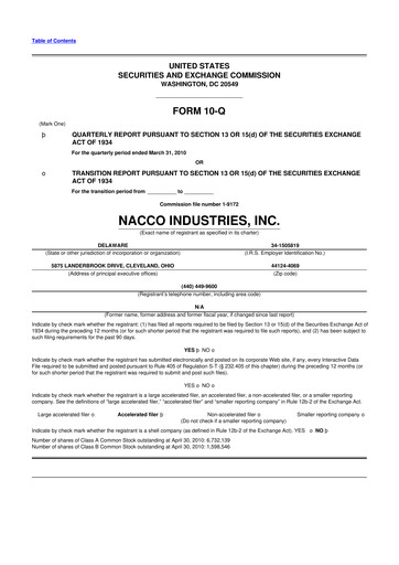Thumbnail NACCO Industries
 10-Q Quarterly Report FY 