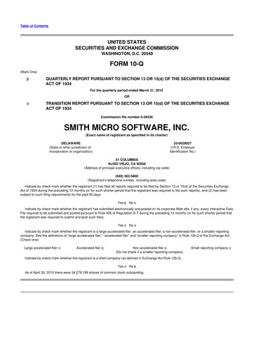 Thumbnail Smith Micro Software
 10-Q Quarterly Report FY 
