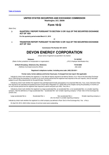 Thumbnail Devon Energy
 10-Q Quarterly Report FY2010 