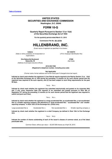 Thumbnail Hillenbrand 10-Q Quarterly Report FY 