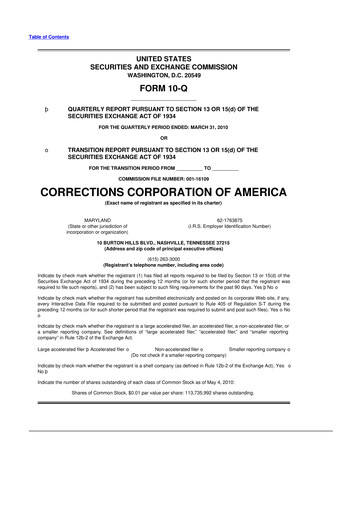 Thumbnail CoreCivic 10-Q Quarterly Report FY 