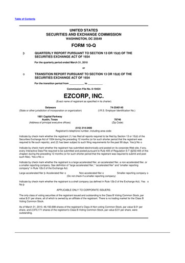 Thumbnail EZCorp 10-Q Quarterly Report FY 
