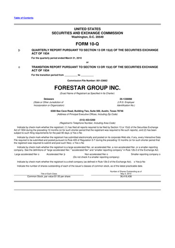 Thumbnail Forestar Group
 10-Q Quarterly Report FY 