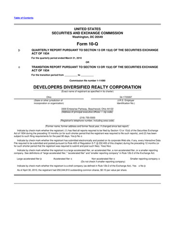 Thumbnail SITE Centers
 10-Q Quarterly Report FY 