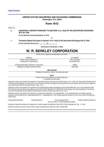 Vorschaubild W. R. Berkley 10-Q Quartalsbericht  