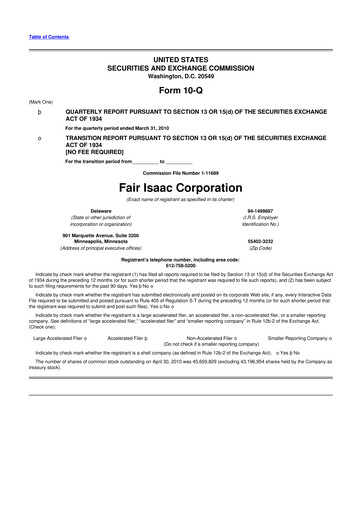 Thumbnail Fair Isaac (FICO) 10-Q Quarterly Report FY 