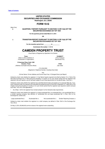 Vorschaubild Camden Property Trust
 10-Q Quartalsbericht  