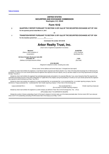 Vorschaubild Arbor Realty Trust
 10-Q Quartalsbericht  