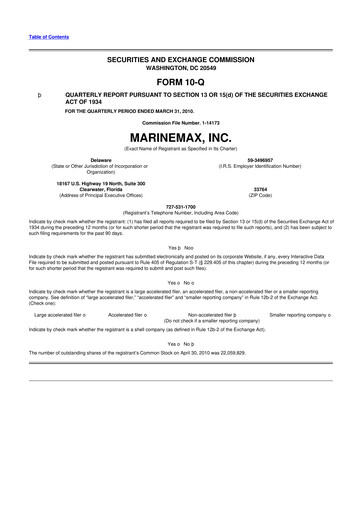 Thumbnail MarineMax 10-Q Quarterly Report FY 