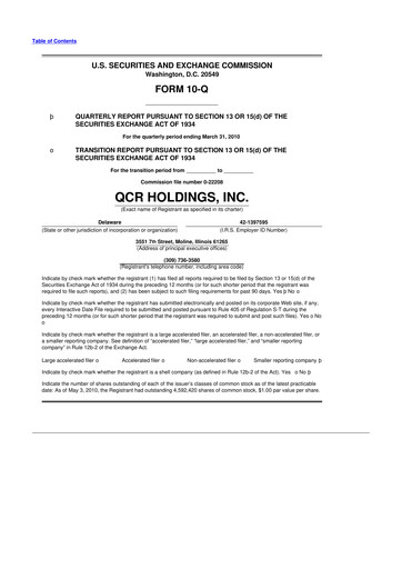 Thumbnail QCR Holdings
 10-Q Quarterly Report FY 