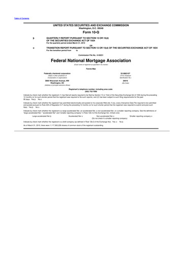 Thumbnail Fannie Mae
 10-Q Quarterly Report FY2010 