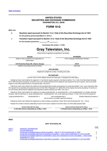 Miniature Gray Media
 10-Q Rapport trimestriel  