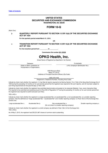 Thumbnail OPKO Health
 10-Q Quarterly Report FY 