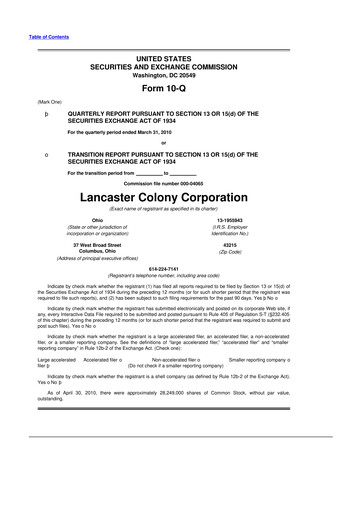 Vorschaubild The Marzetti Company 10-Q Quartalsbericht  