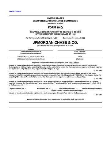 Vorschaubild JPMorgan Chase 10-Q Quartalsbericht 2010 