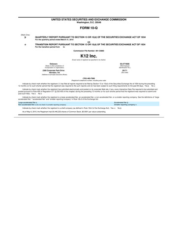 Thumbnail Stride (K12 Education)
 10-Q Quarterly Report FY 