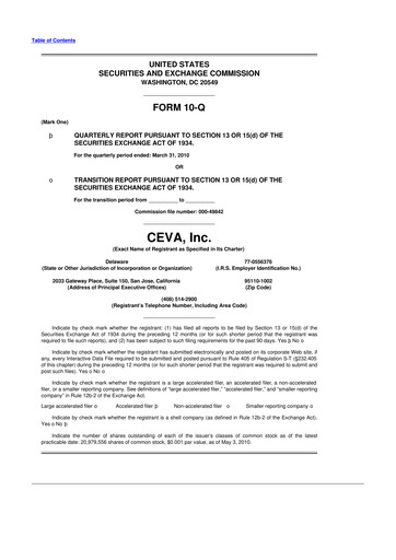 Thumbnail CEVA
 10-Q Quarterly Report FY 