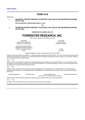 Vorschaubild Forrester Research
 10-Q Quartalsbericht  