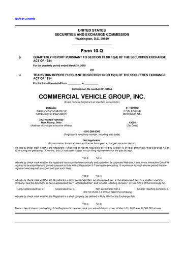 Vorschaubild Commercial Vehicle Group (CVG) 10-Q Quartalsbericht  