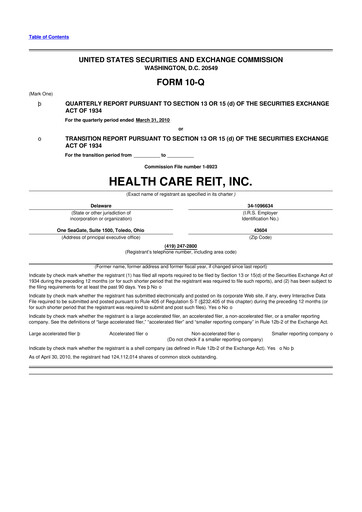 Miniature Welltower
 10-Q Rapport trimestriel  