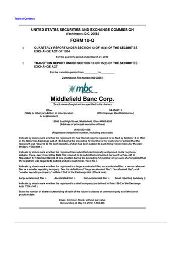 Vorschaubild Middlefield Banc
 10-Q Quartalsbericht  