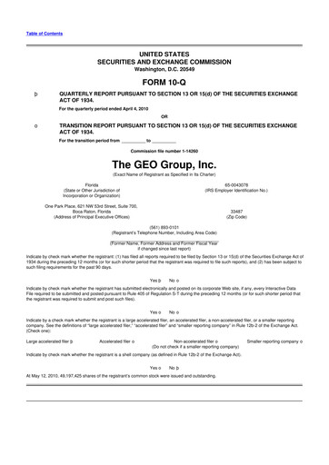 Thumbnail Geo Group 10-Q Quarterly Report FY 