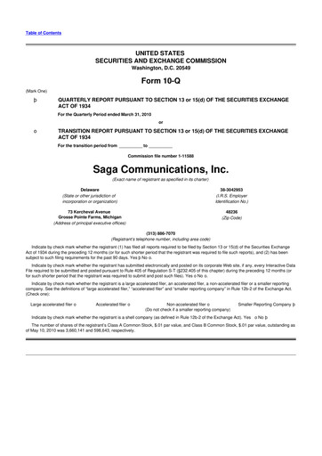 Thumbnail Saga Communications 10-Q Quarterly Report FY 