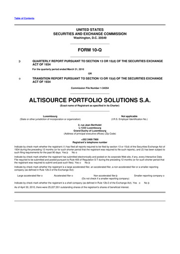 Thumbnail Altisource Portfolio Solutions
 10-Q Quarterly Report FY 
