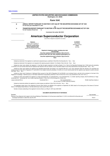 Thumbnail American Superconductor Corporation 10-K Annual Report 