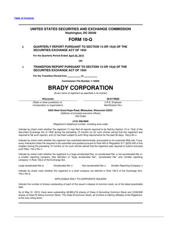 Thumbnail Brady Corporation 10-Q Quarterly Report FY 