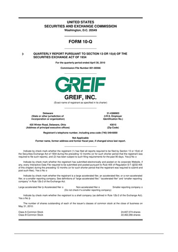 Thumbnail Greif 10-Q Quarterly Report FY 