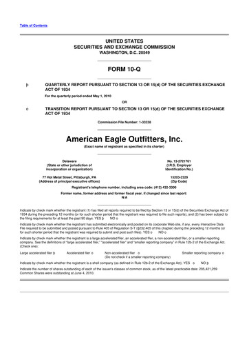 Thumbnail American Eagle Outfitters
 10-Q Quarterly Report FY 
