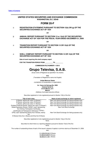 Thumbnail Televisa 20-F Annual Report 