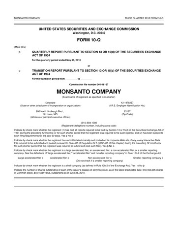 Thumbnail Monsanto 10-Q Quarterly Report FY2010 